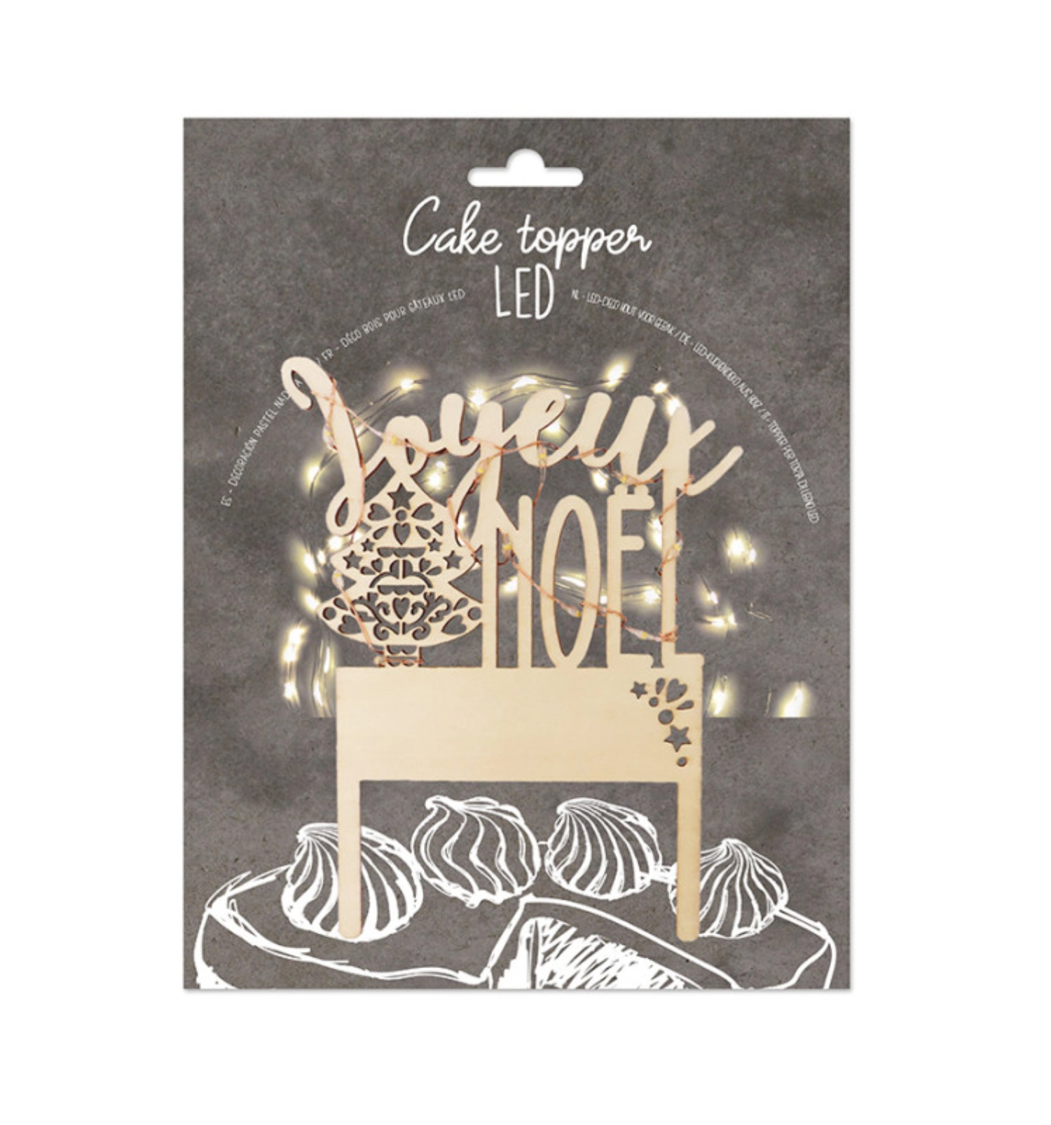 Cake topper avec éclairage led merry christmas