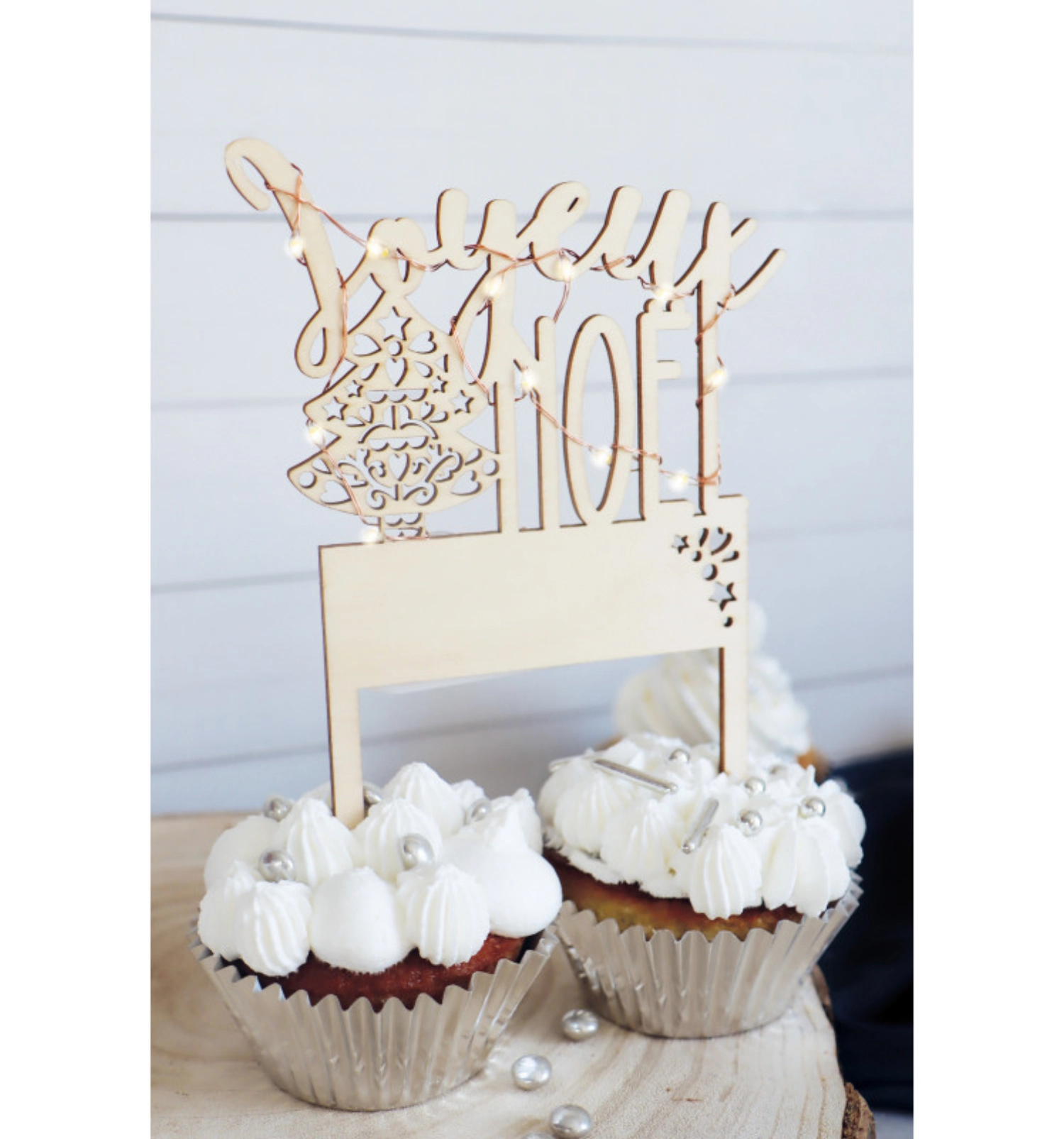 Cake topper avec éclairage led merry christmas