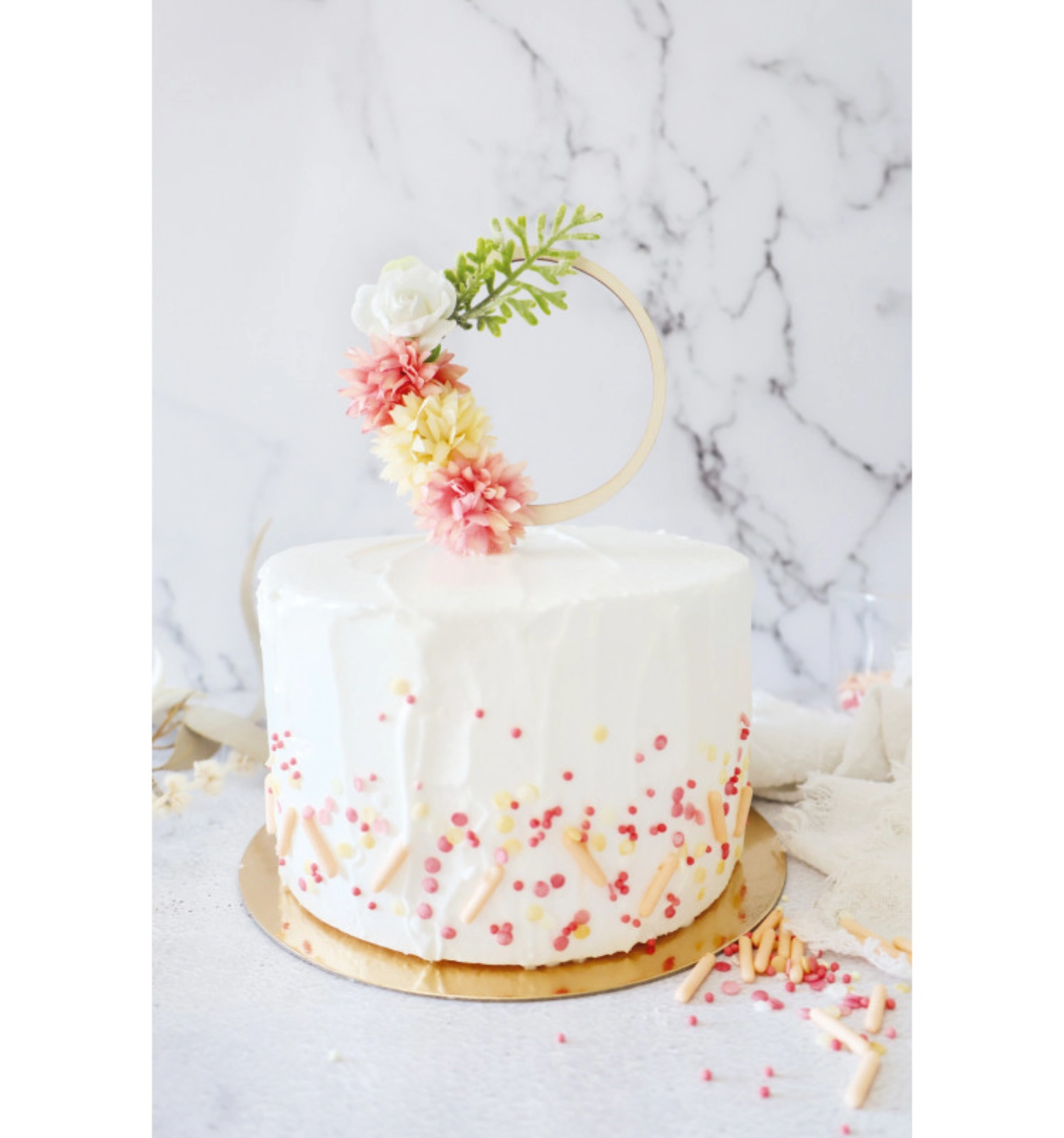 Cake topper boho fleurs