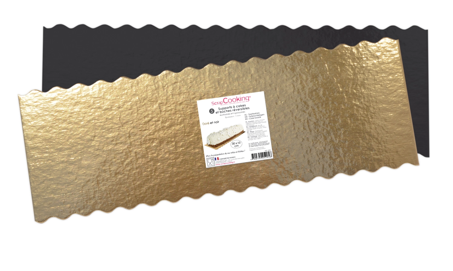 Set de 5 dessous de verre pour cake or/noir 30x10cm