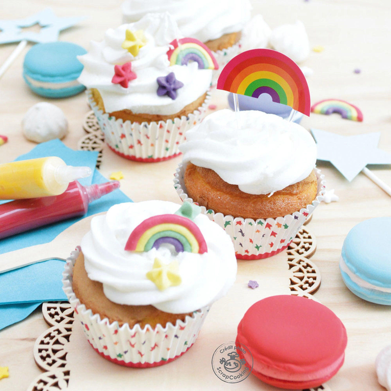 10 Stk. Zuckerdekor Regenbogen und Sternen