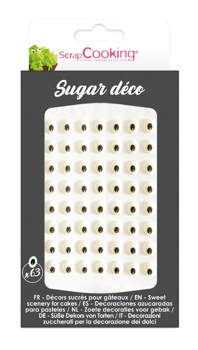 63 pcs. yeux décoratifs en sucre