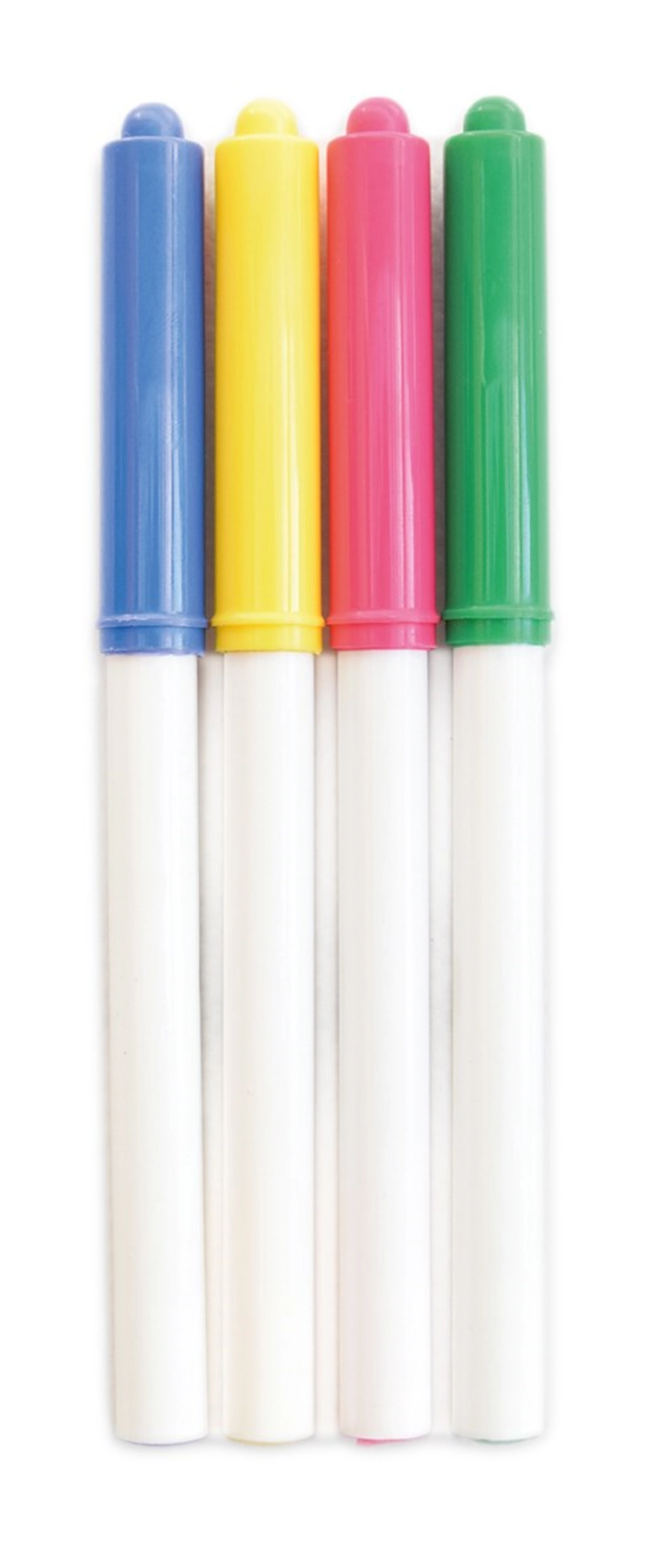 4 crayons alimentaires bleu, jaune, rose, vert