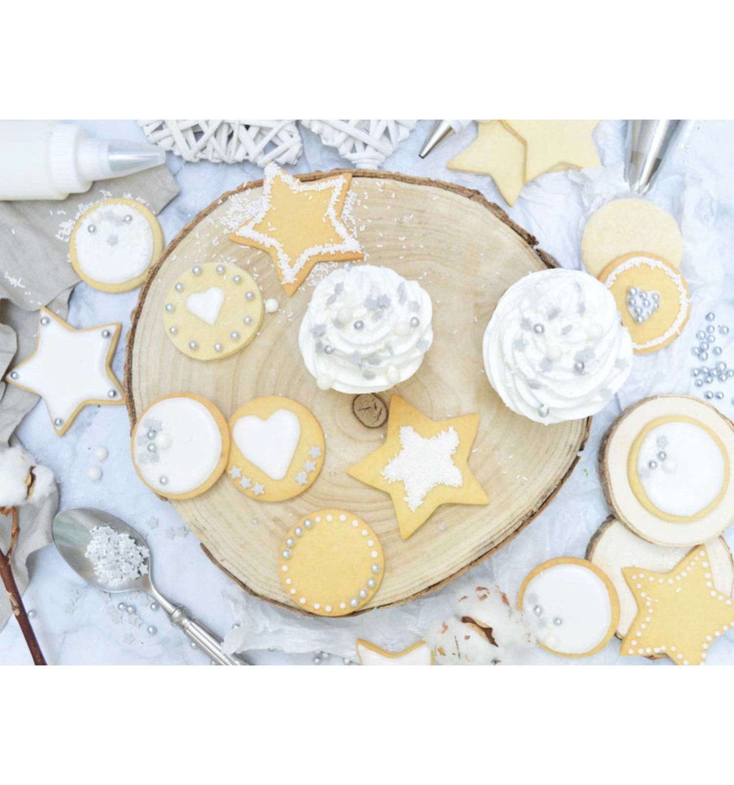 Set de 4 décorations en sucre cotton mix