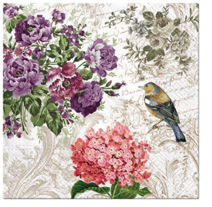 Serviettes lunch 20x charmant jardin, 33x33cm