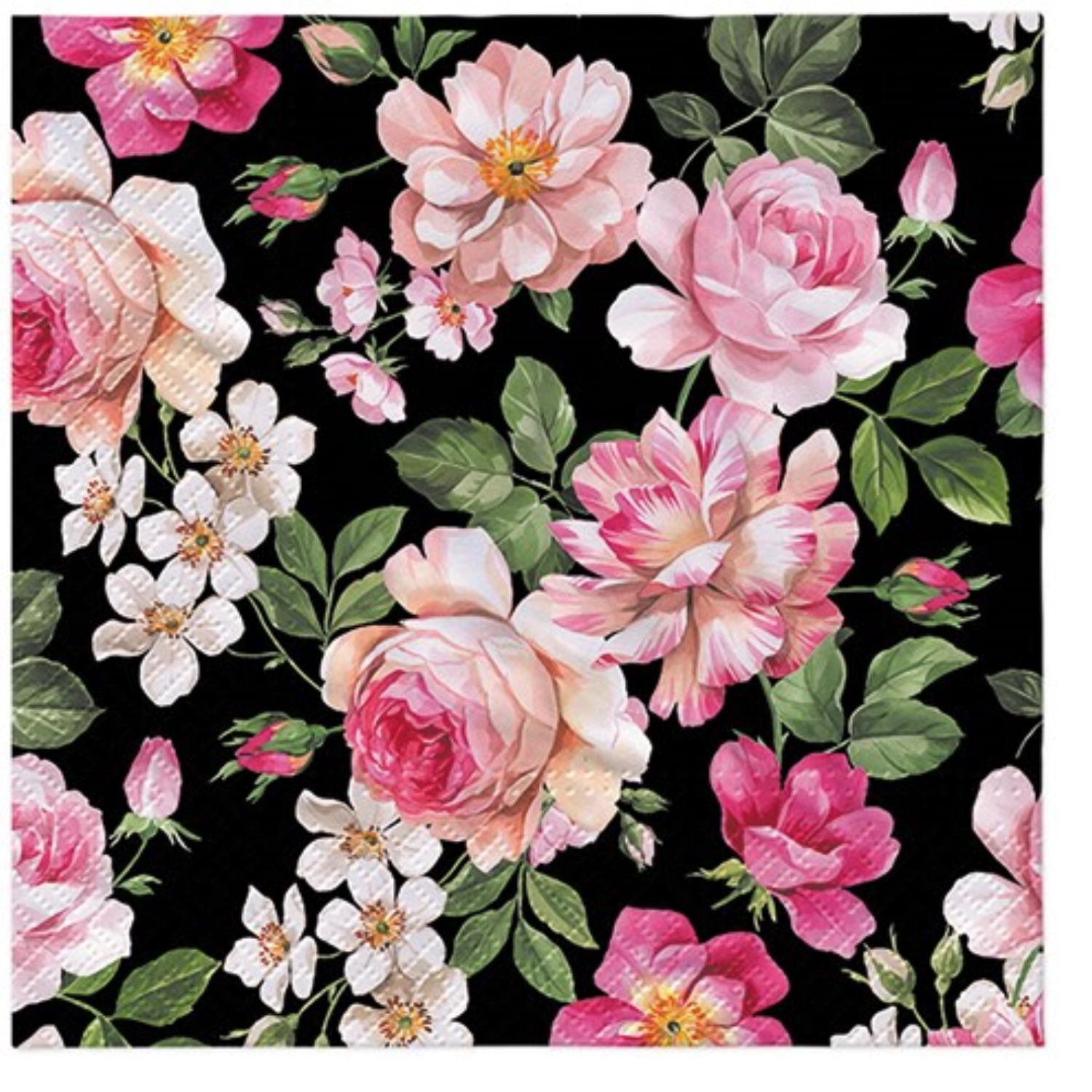 Serviettes Lunch 20x Roses Glory (noir), 33x33cm