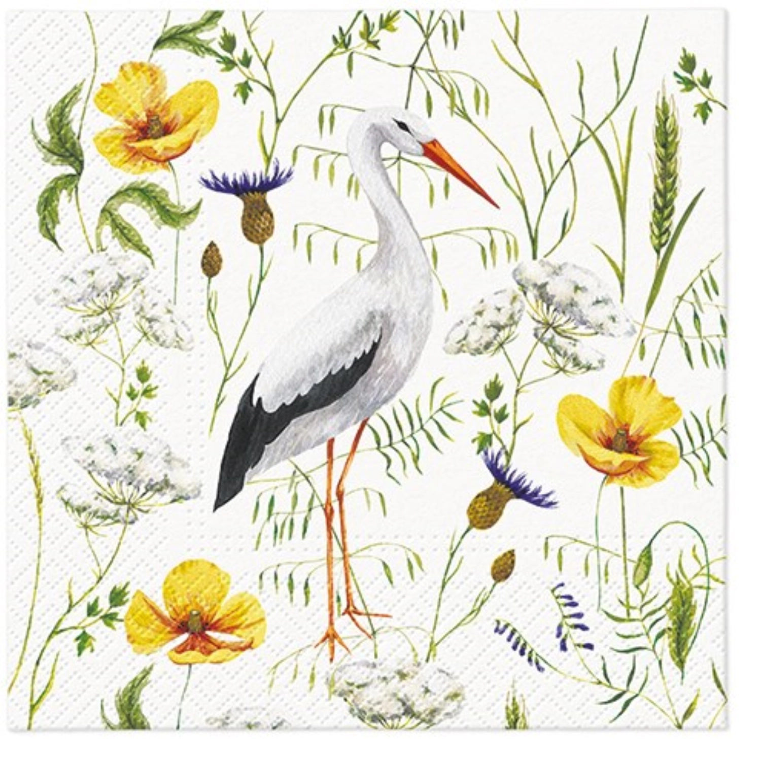 Serviettes Lunch 20x cigogne dans la prairie 33x33cm