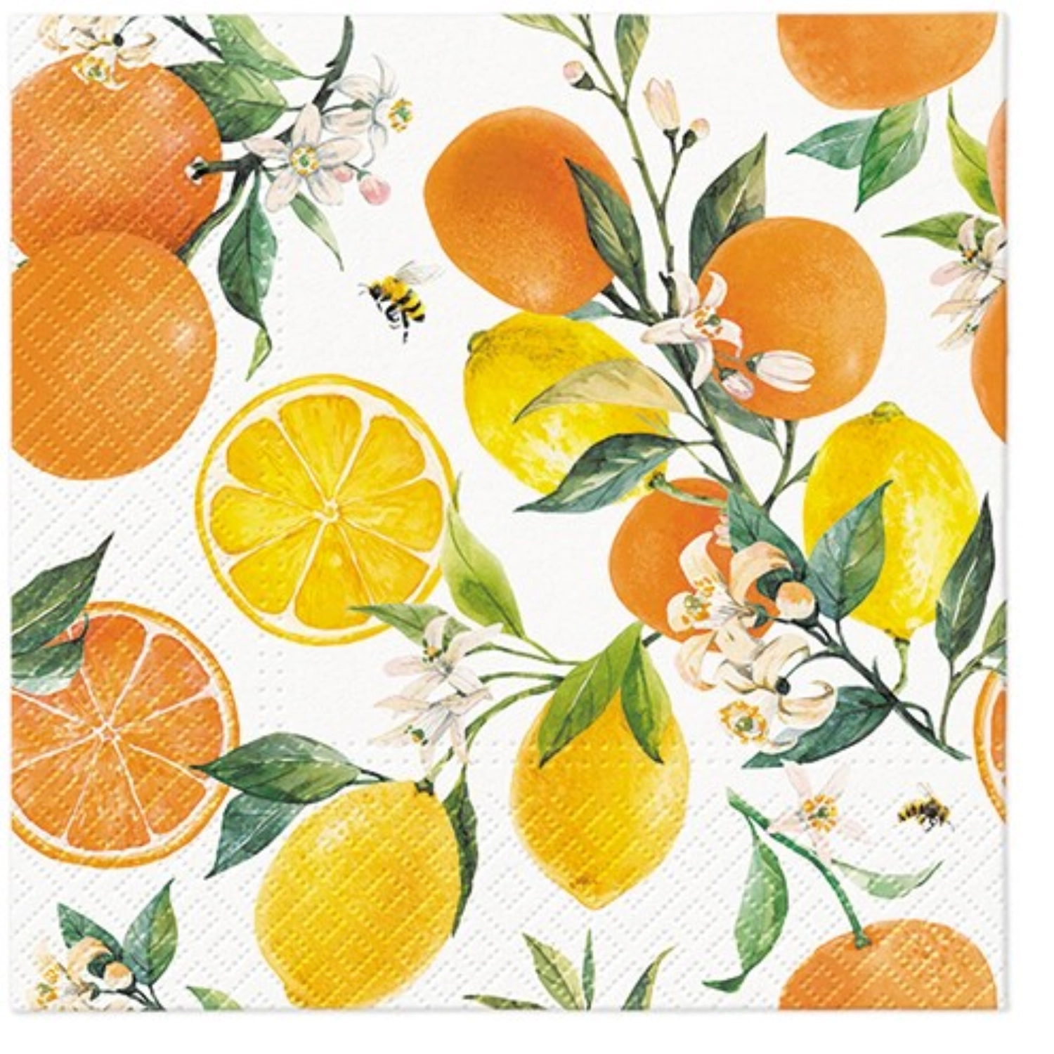 Servietten Lunch 20x Citrus with bees, 33x33cm