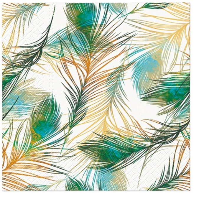 Serviettes de table Lunch 20x Feather Composition, 33x33cm