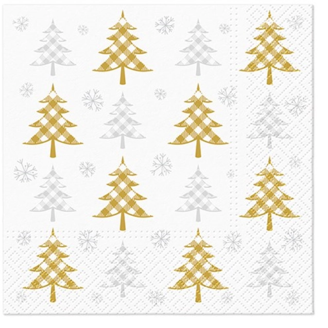 Servietten Lunch 20x Christmas Tree gold & silver, 33x33cm