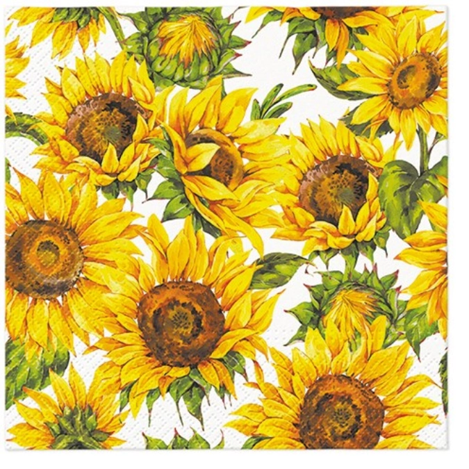 Serviettes Lunch 20x Tournesols dansants, 33x33cm