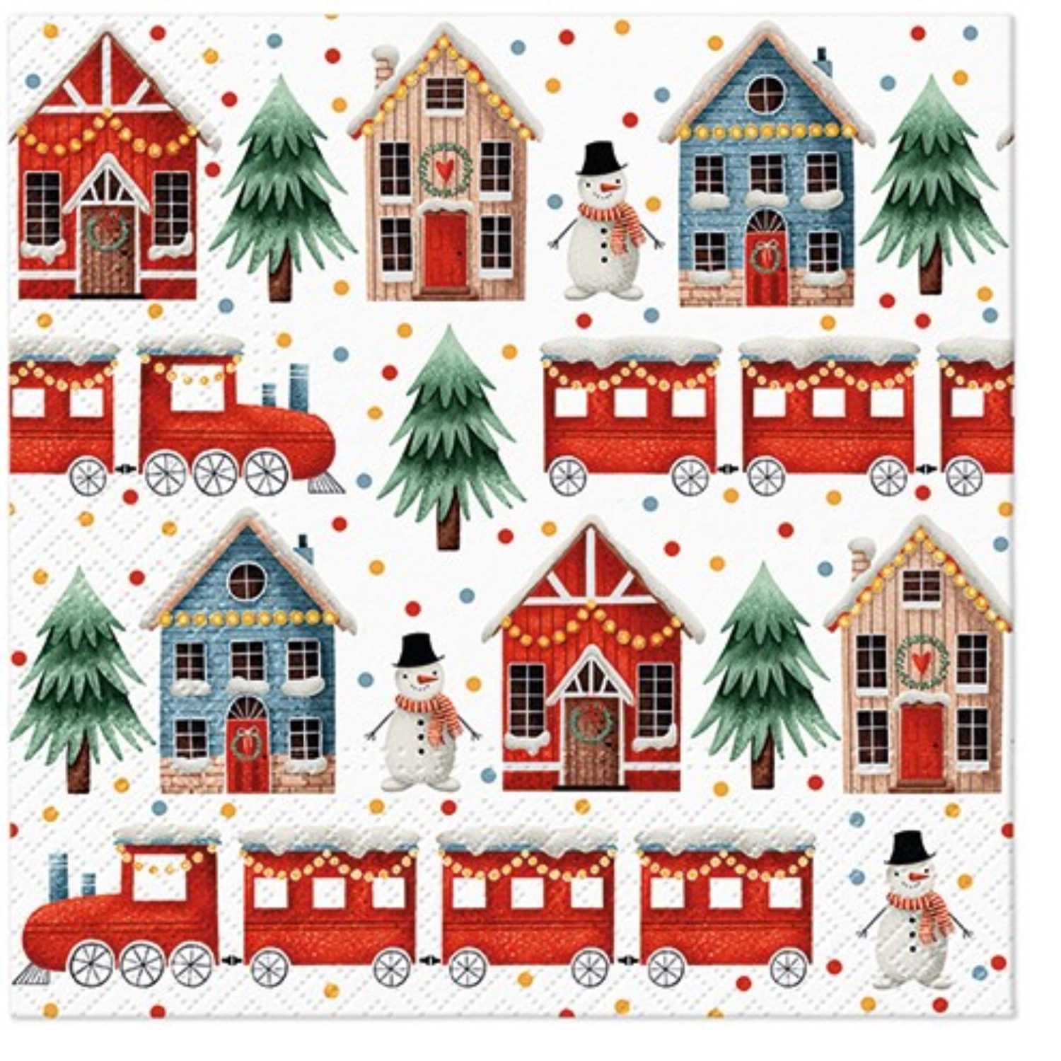 Serviettes lunch 20x cozy christmas town, 33x33 cm