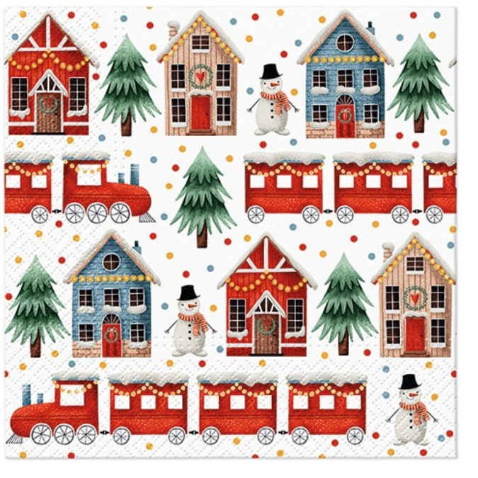 Servietten Lunch 20x Cozy Christmas town, 33x33cm