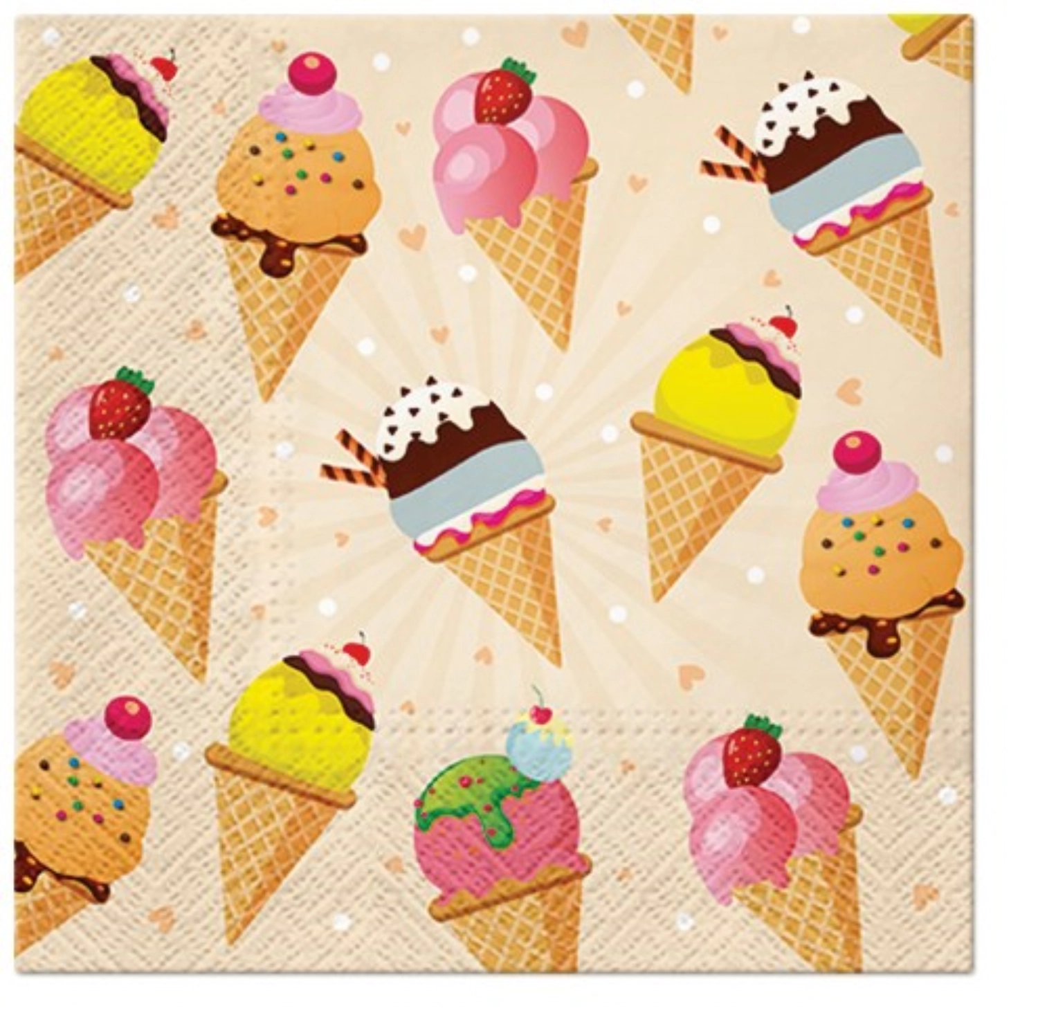 Serviettes Lunch 20x Ice Cream, 33x33cm