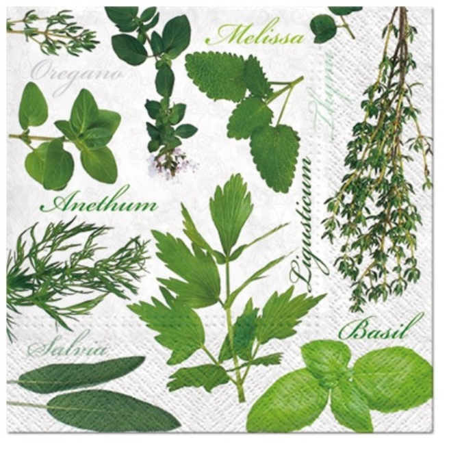 Serviettes Lunch 20x saveur d'herbes, 33x33cm