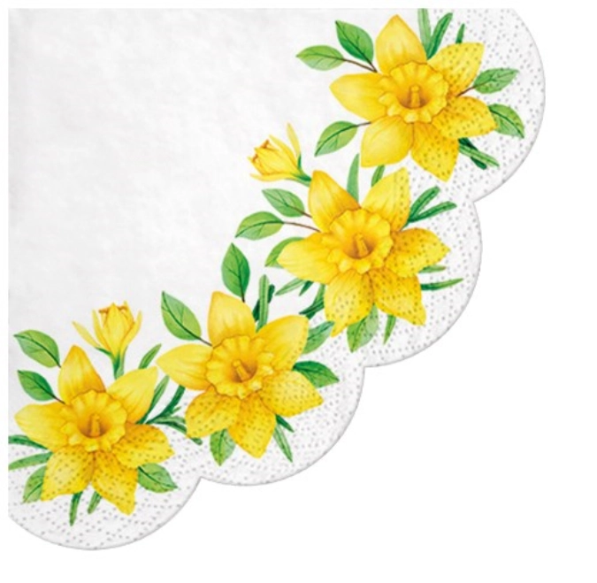 Serviettes round 12x fleur de narcisse, ø 32cm