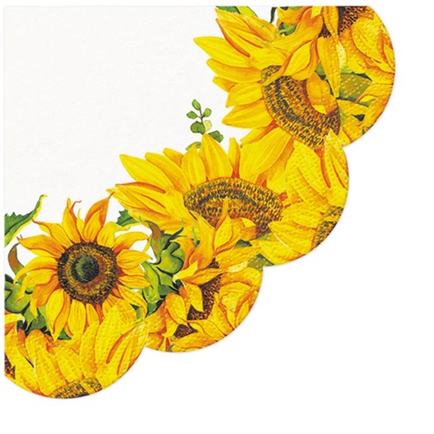 Serviettes Round 12x tournesols dansants D 32cm