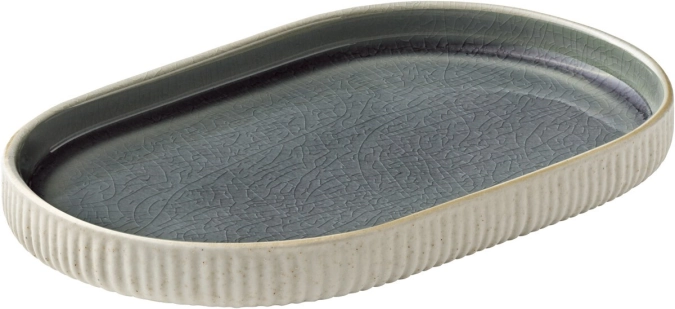 Playground Nara plat ovale relief gris 18cm