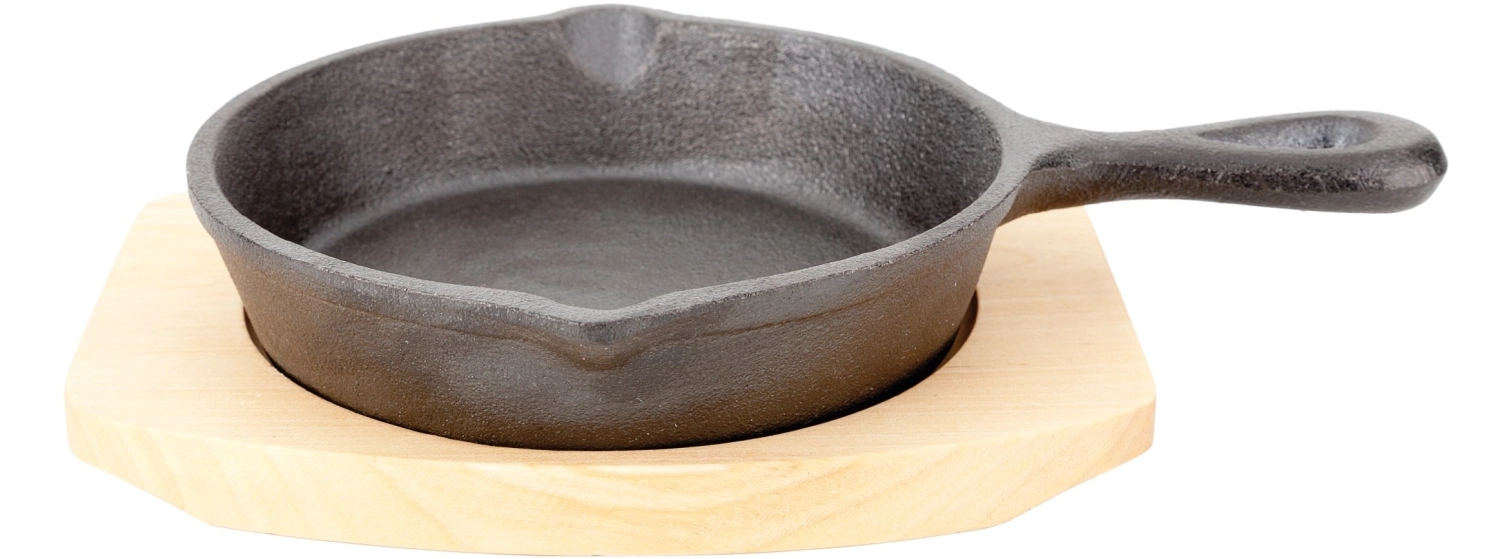 Pan 1 handle 14cm w/ wooden plate