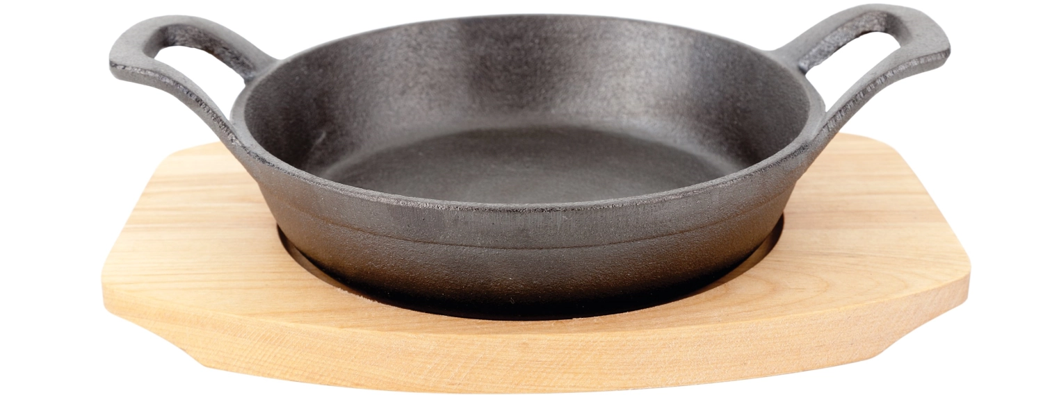 Pan 2 handle 16cm w/ wooden plate