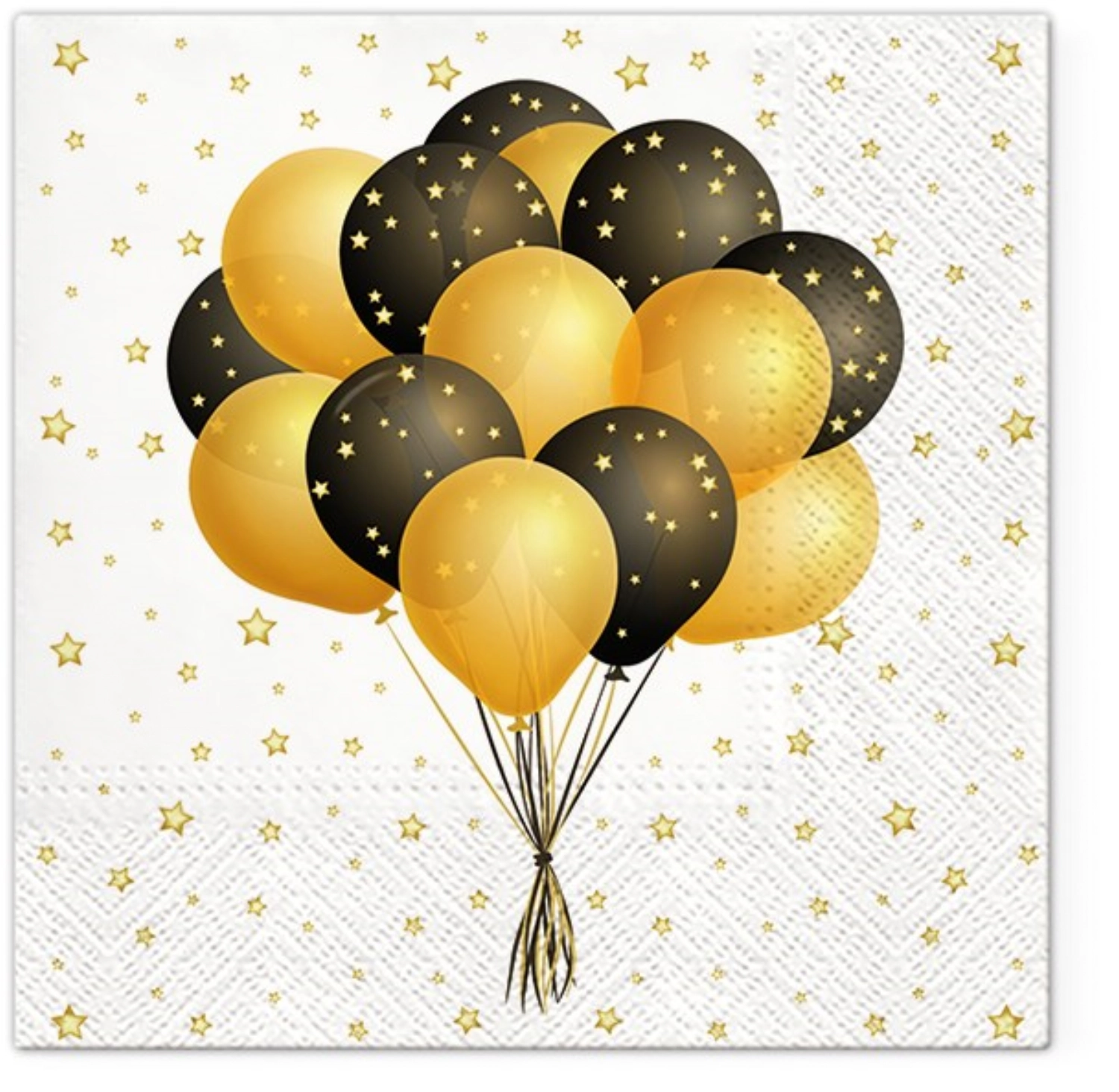 Servietten Lunch 20x Ballon schwarz/gold, 33x33cm