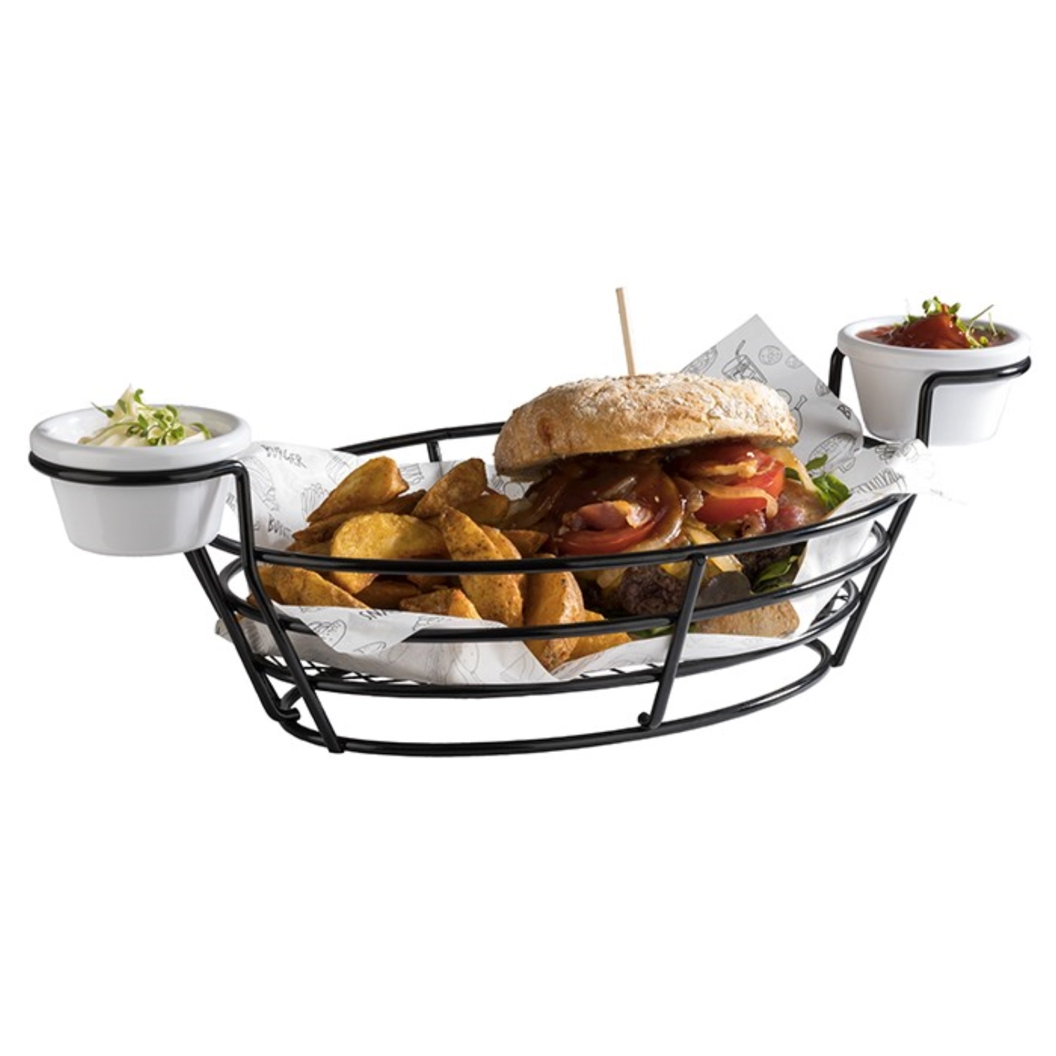 Servierkorb BURGER und FRIES, 39.5x20cm, H11cm