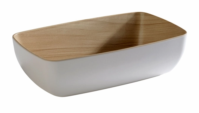 GN 1/4 Schale FRIDA weiss/Holzoptik 26.5x16.2cm H7.5cm