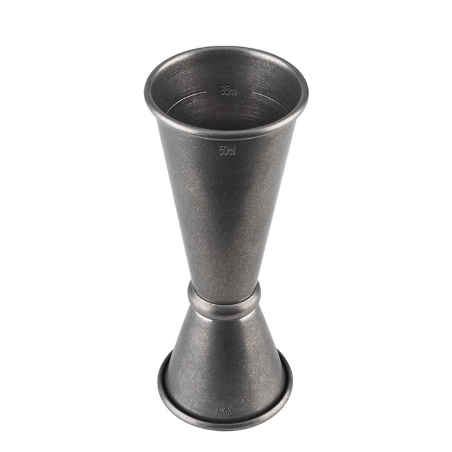 Kippmass 1,5/2,5/3,5/5cl Antik-Edelstahl Look D4cm H11cm