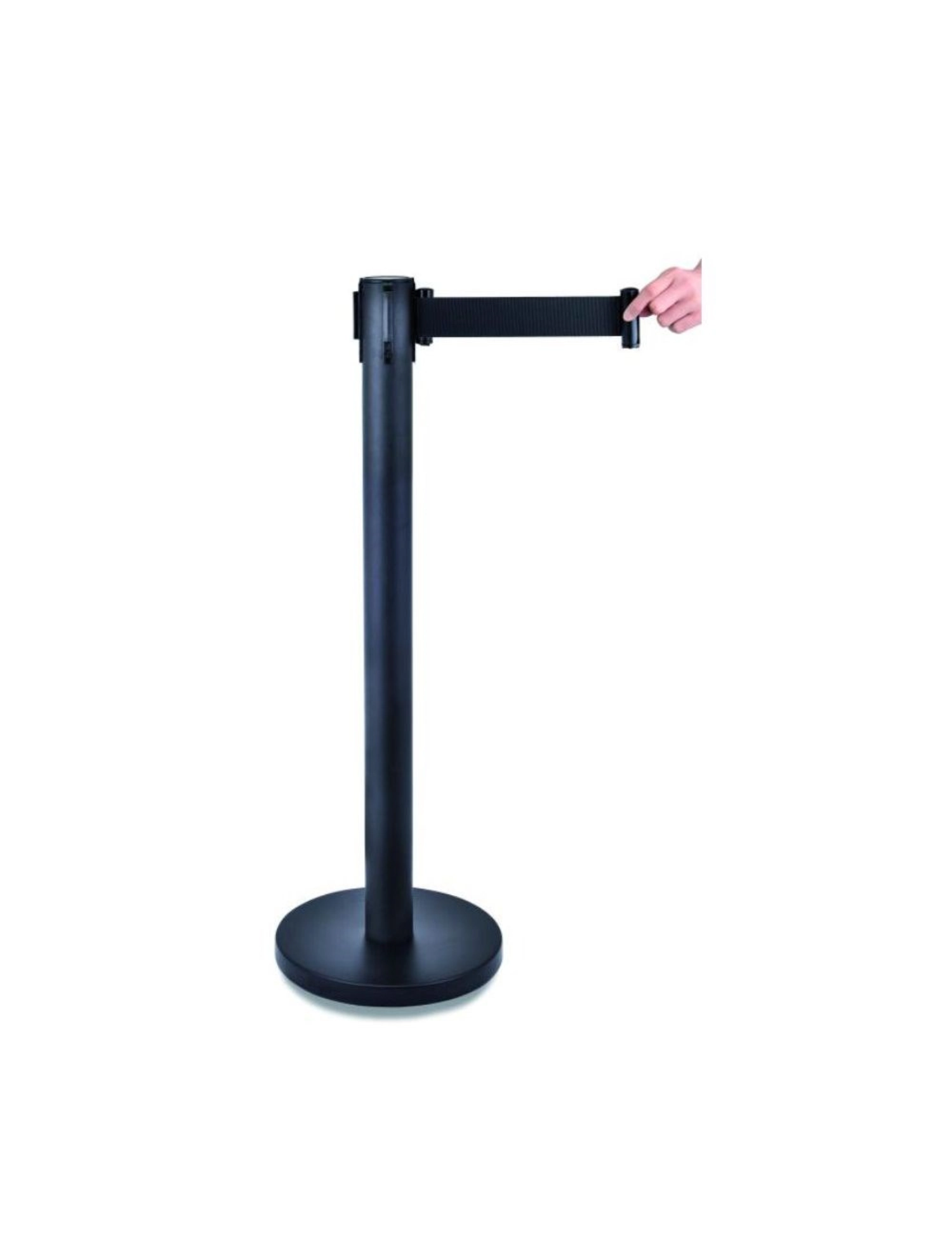 Absperrpfosten mit ausziehbarem Band schwarz L 90cm