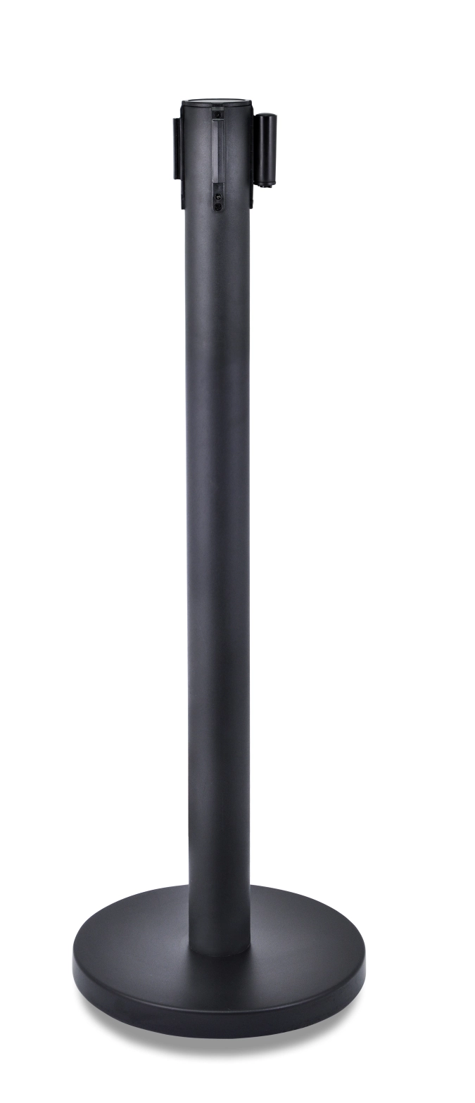 Absperrpfosten mit ausziehbarem Band schwarz L 90cm