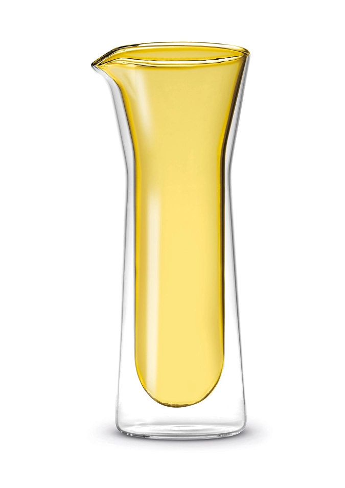 Carafe en verre double paroi jaune, 800ml