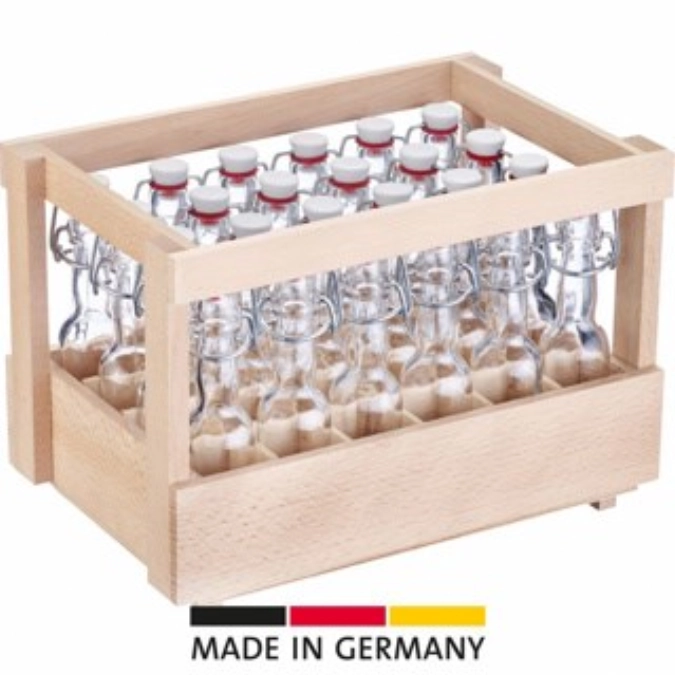 Holzdisplay 24 Stk. Mini-Bügelverschlussflasche