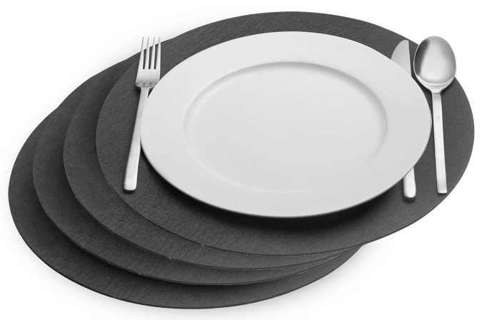 Set de 4 sets de table cozy, rond, d35cm, anthracite