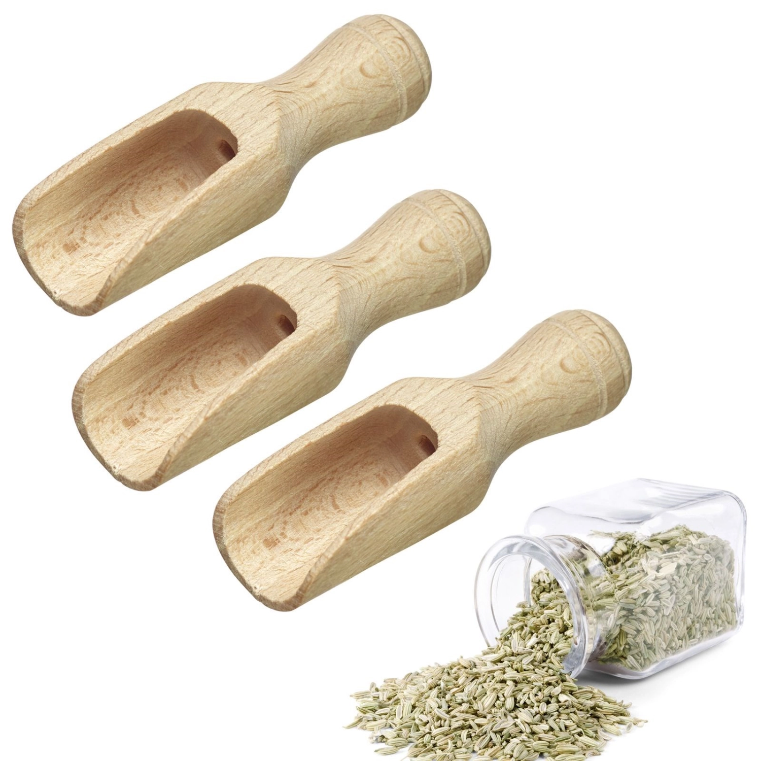 Set de 3 pelles à épices mini 3ml 5.2x1.7x1.4cm