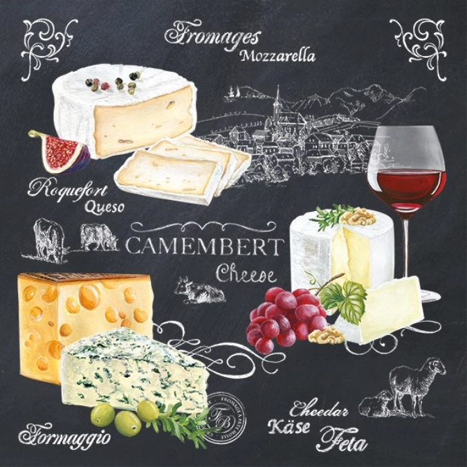 World of Cheese Serviettes 20 pcs, 33x33cm