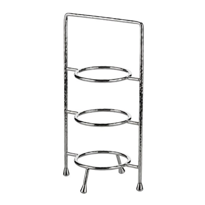 Etagere mit 3 Ringen, Edelstahl, gehämmert, 20.5x18x37.5cm