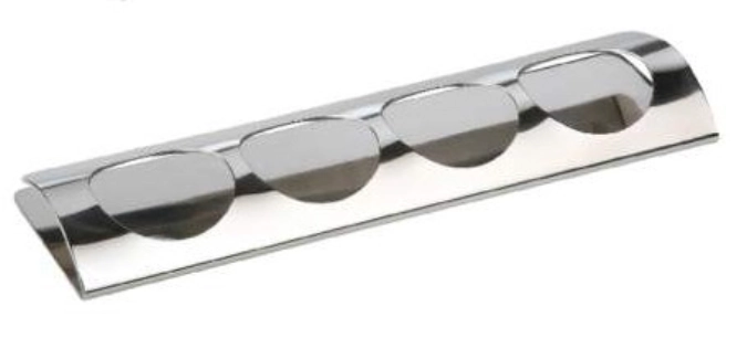 Tablett 4-Loch, Edelstahl, hochglanzpoliert, 24x7.5cm