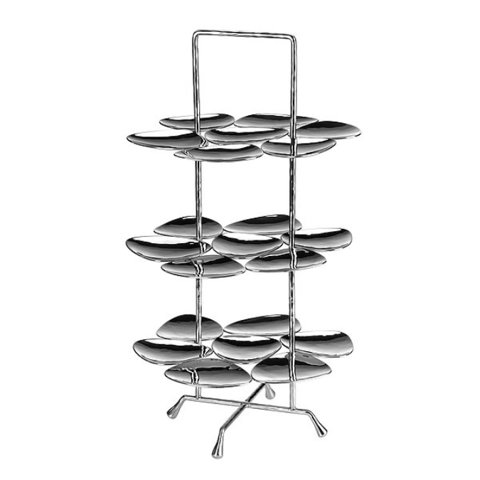 3er Etagere m. je 7 Miniteller Edelst., geh., D25cm, H44.5cm