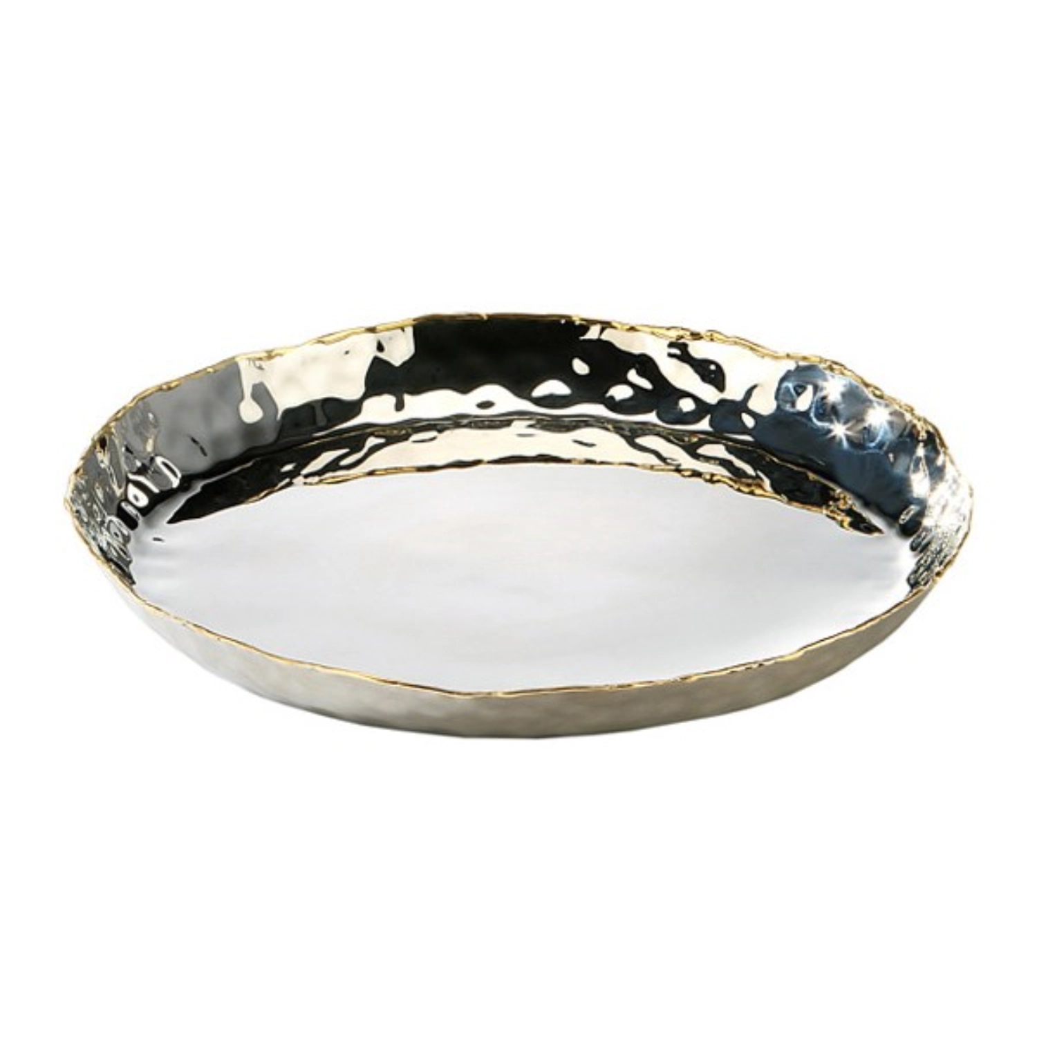 ARTISAN Plateau, acier inoxydable, martelé, laiton D28cm