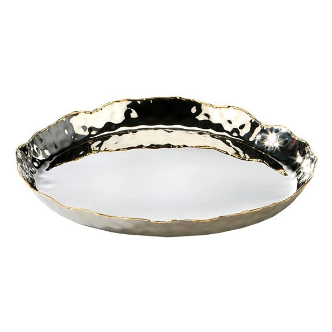 ARTISAN Plateau, acier inoxydable, martelé, laiton D33cm