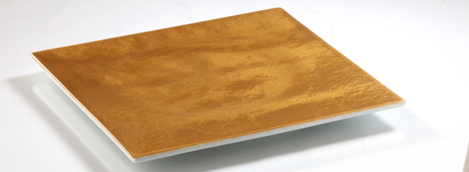 ORO79 Plateau/assiette, blanc/doré, 26.5x26.5x1.5cm