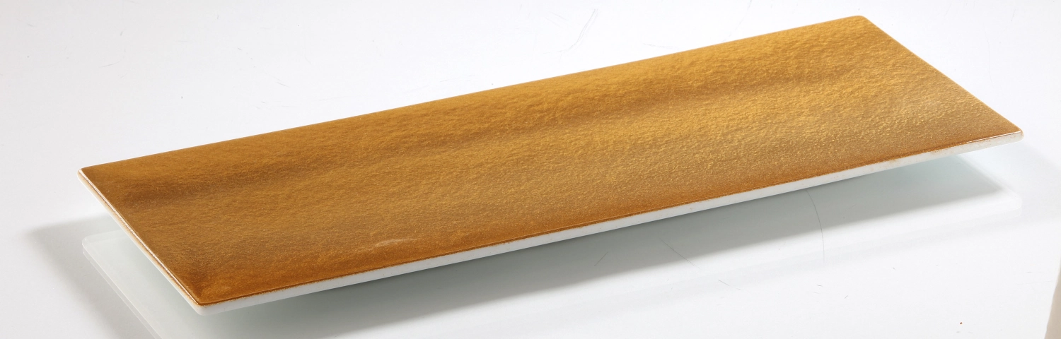 ORO79 Plateau/assiette, blanc/doré 35x14x1.5cm