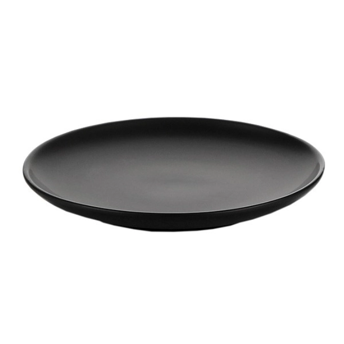 Set de 4 assiettes plates, porcelaine, noir mat, D17cm