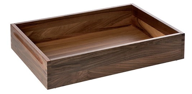 SOLID Plateau de service profond, noyer massif, 53x37x10cm