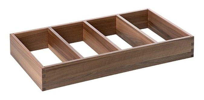 SOLID Range-couverts a. 4 compartiments, noyer 50x27x7cm