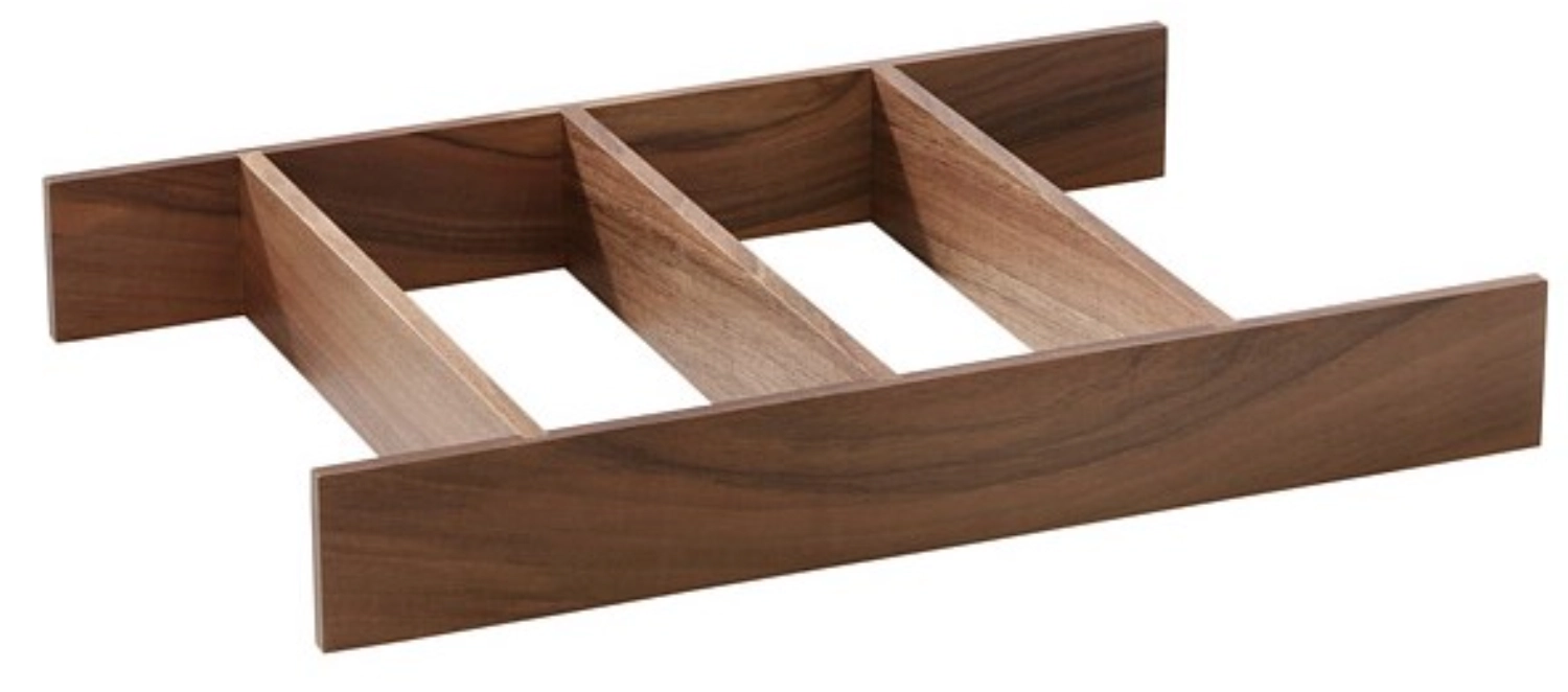 SOLID Tabletteinsatz m. 4 Unterteil., Walnussholz 50x34x7cm