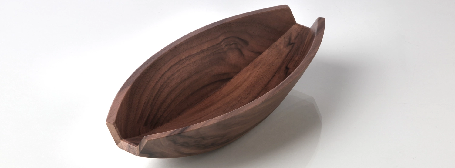 SOLID Panier à pain en forme de bateau noyer 24.5x12cm, H5cm