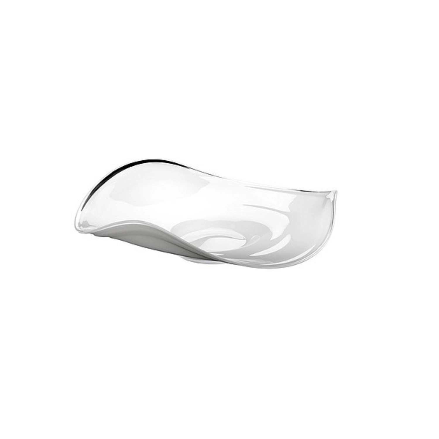Coupe en verre ondulée, blanc, D38-40cm, H9.5cm