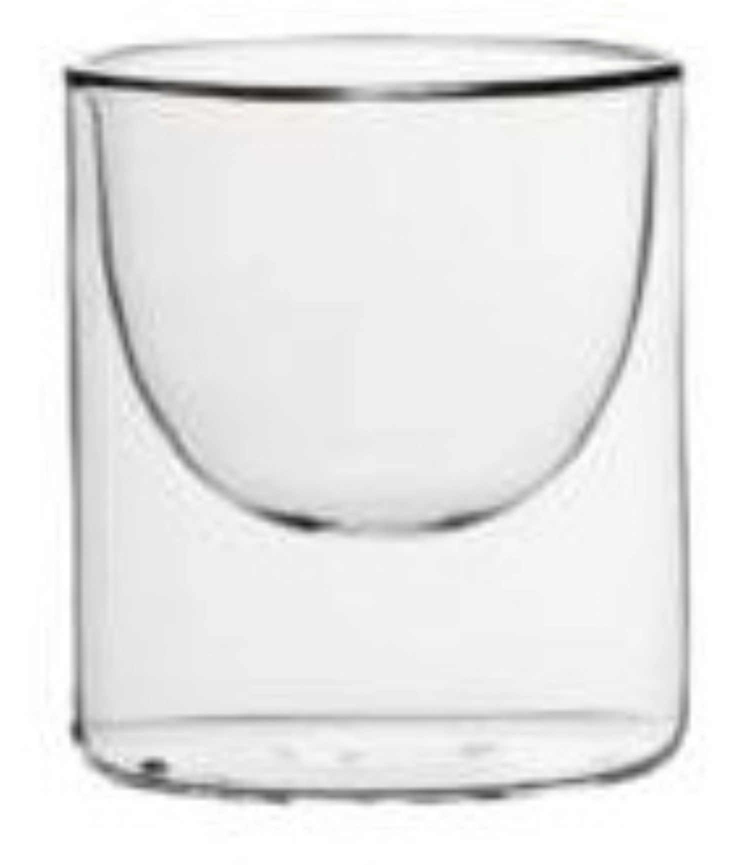 6 coupes en verre halfmoon, double paroi, d8cm h9cm, 0.17l