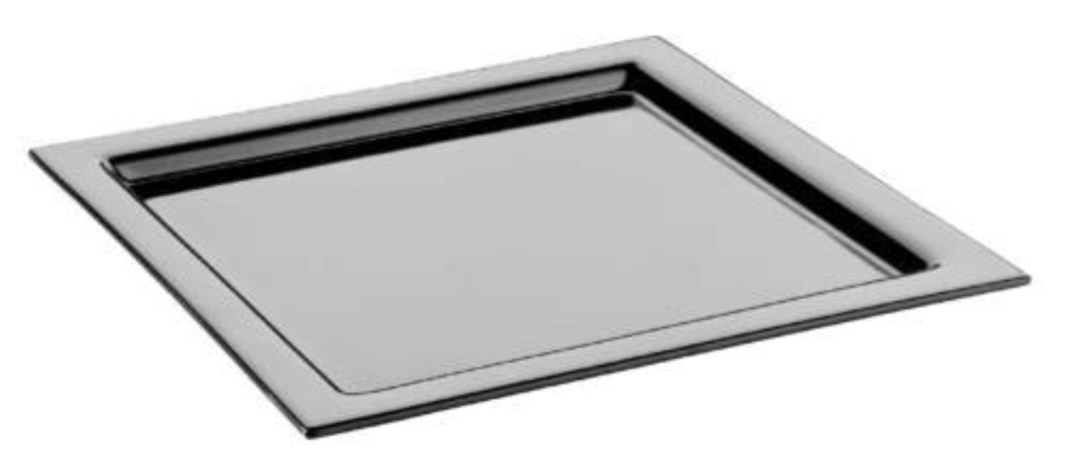 Plateau en verre a. rebord, noir, 35x35cm